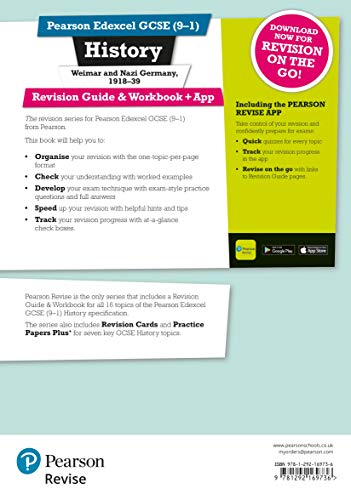 Pearson REVISE Edexcel GCSE (9-1) History Weimar and Nazi Germany, 1918-39 Revision Guide and Workbook: For 2024 and 2025 assessments and exams - ... learning, 2022 and 2023 assessments and exams