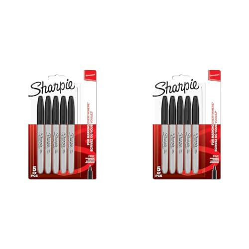 Sharpie Permanent Markers   Fine Point   Black   5 Count (Pack of 2)