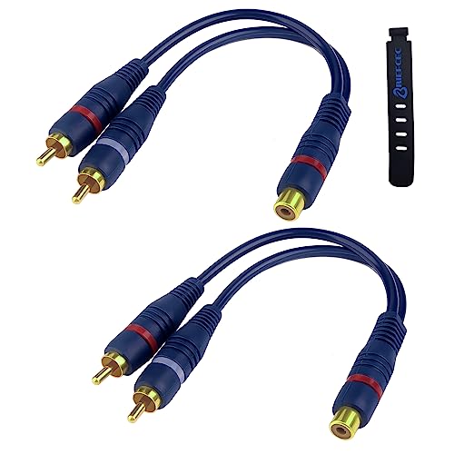 BRIEFCEC RCA Splitter Cable, 15cm RCA Y Cable AV Cable 1 RCA Female to 2 RCA Male RCA Extension Audio Cable for Home Theater(2Pcs)