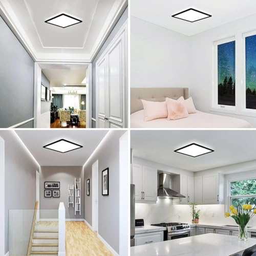 slochi [2 Pack] Bathroom Lights Ceiling, LED Ceiling Lights 20W 1950LM,Waterproof Bathroom Lights, 5000K Daylight White, Modern Square Flush Ceiling Light for Kitchen Hallway Bedroom Office