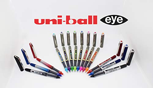 uni-ball UB-157 Eye Rollerball Pens. Premium Fine 0.7mm Ballpoint Tip for Super Smooth Handwriting, Drawing, Art, Crafts and Colouring. Fade and Water Resistant Liquid Uni Super Ink. Pack of 3 Black