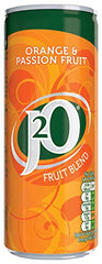 J2O Fruit Juice, Orange and Passionfruit, 250ml Cans (Pack of 12)