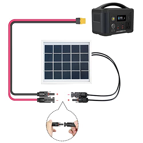 RIIEYOCA Solar Connector to XT60 Adapter,12 AWG Cable XT60 Female Connector Connect Solar Panel for Portable Power Station & Solar Generator(Cable:60cm)