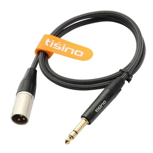 Tisino 6.35mm Jack to XLR Cable, Nylon Braid Quarter inch 1/4 inches TRS Stereo Jack to XLR Male Balanced Interconnect Cord Patch Lead - 2m