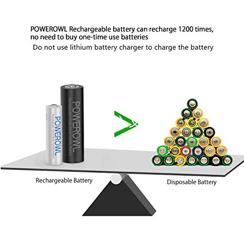 16 x AA AAA Rechargeable Batteries Set, POWEROWL Pre-Charged 1.2V Ni-MH Batteries (8 x 2800mAh AA Batteries & 8 X 1000mAh AAA Batteries)