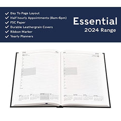 Collins Debden Collins Essential A5 Diary 2024 Daily Planner With Appointments - 2024 Page A Day Diary, Journal & Appointment Book 2024 - Business, Academic and Personal 2024 Planner (A5 Size, Black)