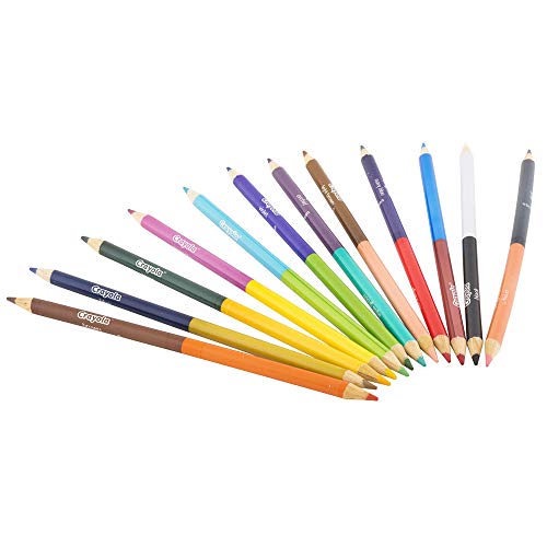 CRAYOLA Dual-Sided Colouring Pencils - Assorted Colours (Pack of 12), Half the Pencil, Twice the Colouring Fun! Ideal for Kids Aged 3and