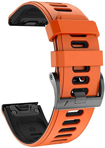 NotoCity for Fenix 5/6/7/5 Plus/6 Pro/7 Pro Strap, 22mm Watch Strap for Garmin Epix (Gen 2), Approach S62, Quickfit Strap for Garmin Forerunner 935/945/955/965, Instinct/2, Quatix 5/6/7(Orange-Black)