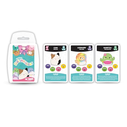 Top Trumps Squishmallows Specials Card Game, play with Cam the Cat, Leonard the Lion, Gordon the Shark, travel game, great educational gift for ages 6 plus