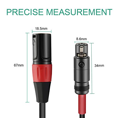 JOMLEY Mini XLR to XLR Cable, 3-Pin Mini XLR Female (TA3F) to Regular XLR Male Pro Lavalier Microphone Cable - 3.3 ft