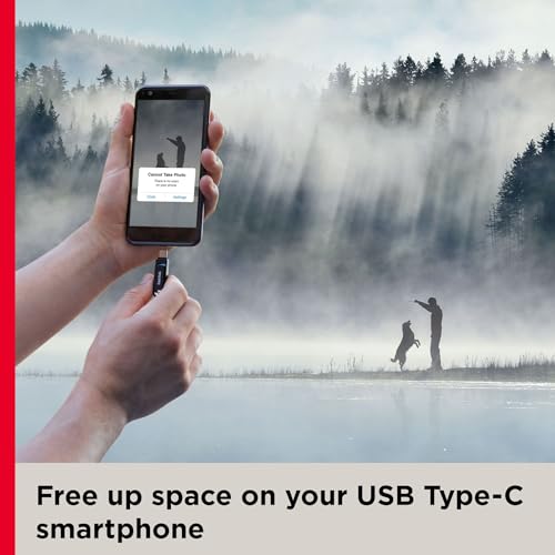 SanDisk 64GB Ultra Dual Drive Go USB Type-C Flash Drive with reversible USB Type-C and USB Type-A connectors, for smartphones, tablets, Macs and computers, Black