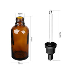 Hyber&Cara Amber Glass Bottle with Glass Pipette, 4 X 50ml Dropper Bottles Refillable for Essential Oil Aromatherapy Blends