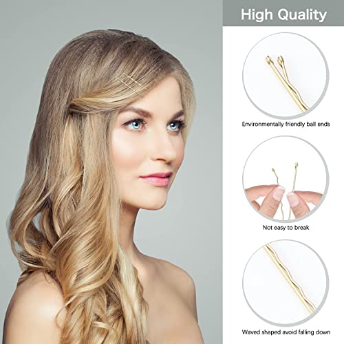 150 Pieces Bobby Pins, Hair Clips Hair Grips Kirby Grips for Women Hair Styling Pins with Storage Box (Blonde)