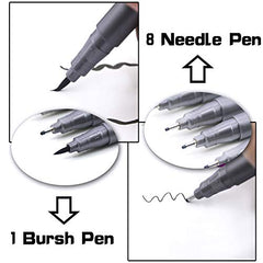 Funnasting Black Fineliner Pens, Set of 9 Micro Line Sketch Pens, Waterproof Drawing Pens for Artists Sketching Office Documents Bullet Journal