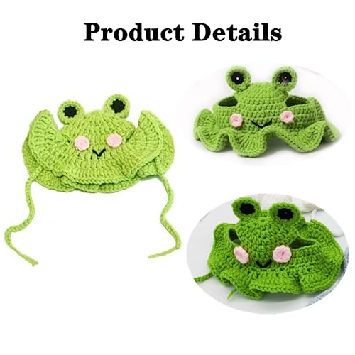 Zhouocea 1 PCS Cat Hat Cute Frog Shape Pet Cap Halloween Cat Kitten Halloween Costumes Cat Birthday Hat for Christmas Birthday