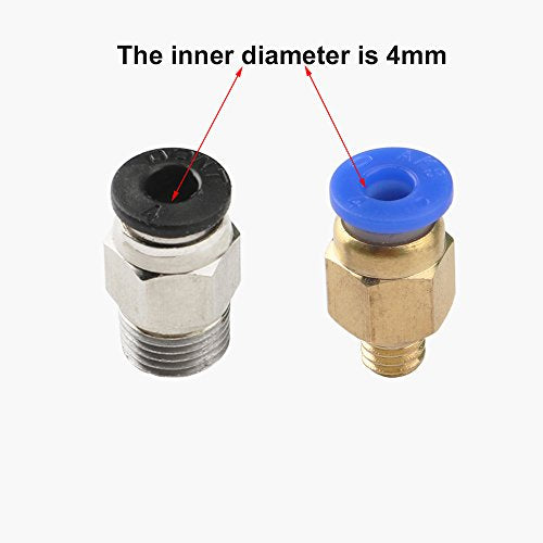 CESFONJER PC4-M6 Pneumatic Air Straight Quick Fitting (Pack of 10pcs), PC4-M10 Straight Pneumatic Fitting (Pack of 10pcs), for Push -V6 Fitting Connector for Extruder 3D Printer