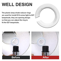 E27 to E14 Lampshade Reducer Ring, 2 Pack Lamp Shade Adapter Rings Light Shade Reducer Ring Converter Washer E27 Lamp Ring, Plastic Replacement 42mm to 29mm Screw Light Fitting Adapter