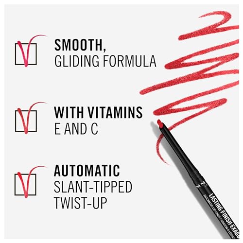 Rimmel London Lasting Finish Exaggerate Lip Liners, 024 Red Diva, 4g