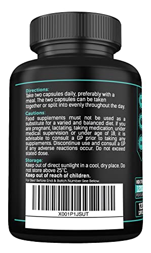 Magnesium Glycinate Supplements & Vitamin B6 - 120 High Strength Capsules - 1500mg of Magnesium Providing 315mg Elemental Magnesium (Bisglycinate) - Pure Active Ingredient