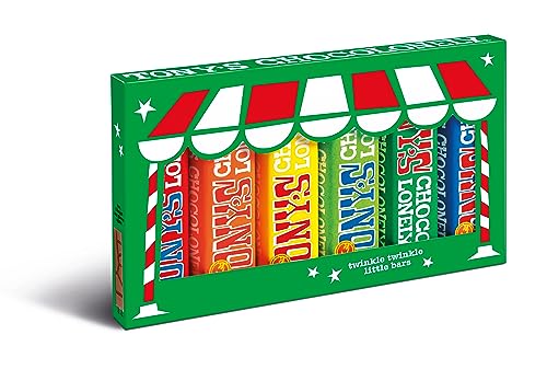 Tony's Chocolonely Rainbow Tasting Pack Christmas Edition - Small Chocolate Bars - Gifting Package - 6 Different Flavours - Dark and Milk Chocolate Gift - Sweets To Share - Belgium Fairtrade Chocolate