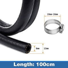 Hanibos 6mm Fuel Hose, 1/4 Inch ID Fuel Line Set 1 Meter Fuel Pipe with 6 Pcs Hose Clamps for Trucks, Cars, Tractors and Small Engines