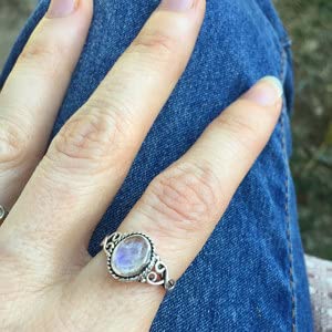 Rainbow Moonstone Ring 925 Sterling Silver Statement Ring For Women Size UK N Natural Gemstone Ring Handmade Ring Christmas Gifts Ring Jewelry