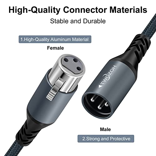 Twozoh Professional XLR Cable 3M, Braided Balanced 3Pin XLR Male to XLR Female HIFI Audio Microphone Cable (Professional/HIFI)