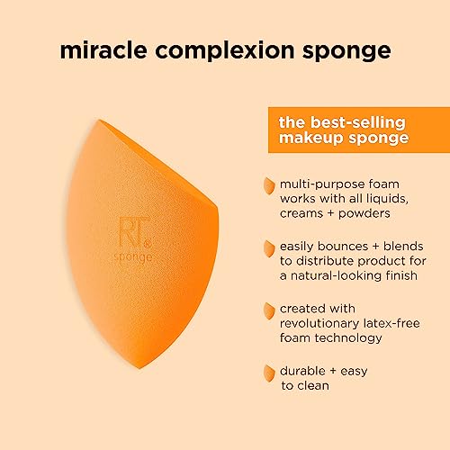 Real Techniques Miracle Complexion Beauty Sponge Makeup Blender Set, Orange, (Pack of 8)