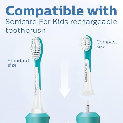 Philips Sonicare for Kids Original Compact Sonic Toothbrush Heads for 3and-Year-Old Kids – 4 Unit Pack in Blue (Model HX6034/33)