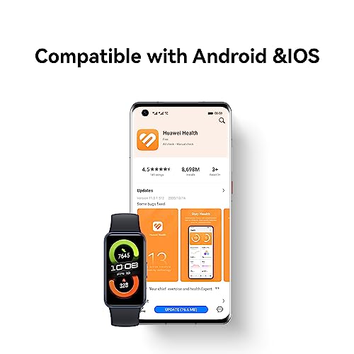 HUAWEI Band 8 Fitness Watch - Ultra Thin Smart Band design with Up to 2 Weeks Battery Life Activity Trackers Compatible with Android & iOS with Full Health Management & Sleep Tracking -Midnight Black