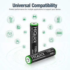 HiQuick 16 x AAA Batteries, Rechargeable 1100mAh Ni-MH Battery High Capacity Performance 1200 Tech 1.2V NiMH AAA Rechargeable Battery