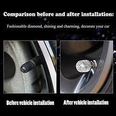 4 Pack Bling Dust Caps, Sparkling White Handmade Crystal Diamond Rhinestone Car Tyre Valve Caps Universal Bling Car Valve Stem Covers Chrome Attractive Dustproof