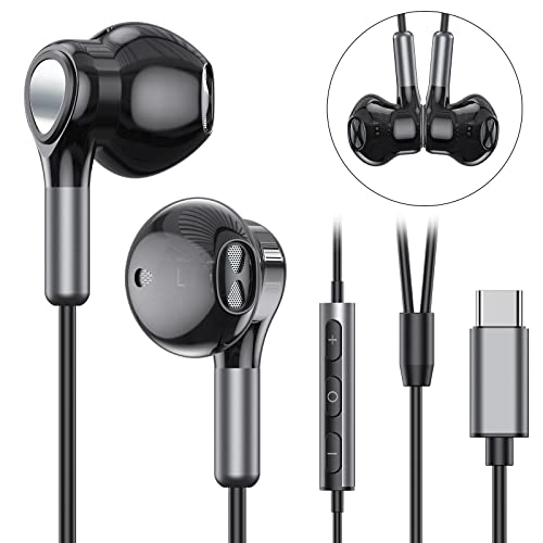 USB C Headphones for Samsung Galaxy S23 Ultra S22 S21 FE S20 A53 A54 USB C Earphones with Microphone In-Ear Headphones Wired Earbuds USB Type C Earphones for iPad Pro 2022 iPad Air 5/4/Mini 6, Pixel 7