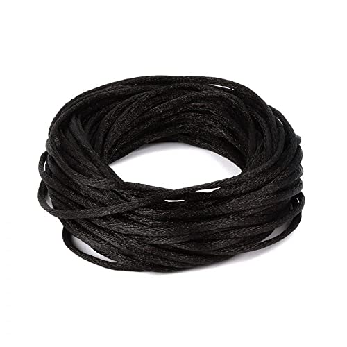 Angel Malone 10 Mtrs. X 2mm Premium Quality Kumihimo Rattail Satin Cord Jewellery Making - UK Seller (Black)