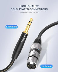 Tisino Female XLR to 1/4'' TRS Microphone Cable, 6.35mm Stereo Jack to 3-pin XLR Female Balanced Interconnect Micphone Cable for Speaker - 1m/3 FT