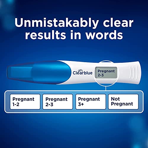 Clearblue Pregnancy Test Double-Check & Date Combo Pack, Result As Fast As 1 Minute (Visual Stick) & Tells You How Many Weeks (Digital Stick), Kit Of 2 Tests (1 Digital, 1 Visual), Packaging May Vary
