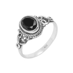 Black Tourmaline Stone Ring 925 Sterling Silver Statement Ring For Women Size UK O Natural Gemstone Ring Handmade Ring Christmas Gifts Ring Jewelry