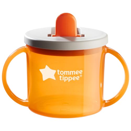 Tommee Tippee First Cup Sippy Cup for Babies with Flip-Up Free-Flow Spout and Easy Gip Handles, 4mand, 190ml, pack of 4, mixed colours