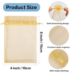 HRX Package Organza Bags, 100pcs 100x15cm 10 Assorted Color Medium Jewellery Gift Bags Confetti Bags for Wedding Party Favour Bags Valentine Day Festival