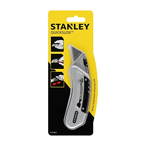 Stanley Quickslide Pocket Knife All-metal with Belt Clip Ref 0-10-810, Silver/ Black