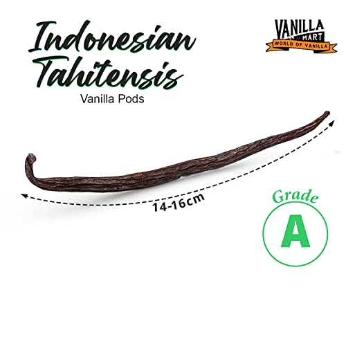 Vanilla Mart - Indonesian Vanilla Pods - Pack of 5 Vanilla Pods - Grade A Vanilla Beans - Whole Grade A Vanilla Pods - Premium Indonesian Vanilla - Vanilla Pods & Beans from Around The Globe