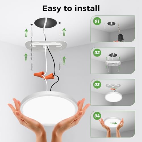 zemty 12W LED Ceiling Light, 3000K/4000K/6500K Bathroom Lights IP44 Waterproof, Ultra Thin Round Flush lighting for Toilet Porch Hallway Utility Room 16cm