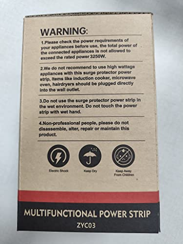 Tower Extension Lead with USB C Slots, 8 Way Multi Plug Extension Tower (13A 3250W)，Surge Protected with Switch, 2M Extension Cable, Plug Socket Extension Cord for Home, Office