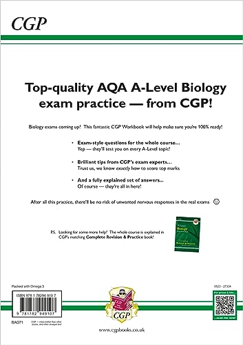 A-Level Biology: AQA Year 1 & 2 Exam Practice Workbook - includes Answers: for the 2024 and 2025 exams (CGP AQA A-Level Biology)