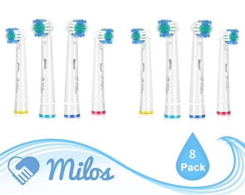 Milos Replacement Electric Toothbrush Head Set - 8-Pack of Replacement Toothbrush Heads Compatible w/Oral B and Braun - Teeth Cleaning Accessories