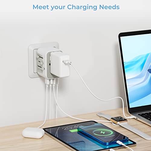 Universal Adapter, TESSAN Worldwide Travel Plug Adaptor with 2 USB A and 3 USB C Ports, International Travel Adapter for EU, UK, USA, AU, Power Socket Charger for Multi Countries