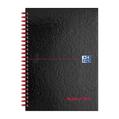 Oxford Black n' Red A5 Glossy Hardback Wirebound Notebook, Ruled, 140 Page, 1 Notebook