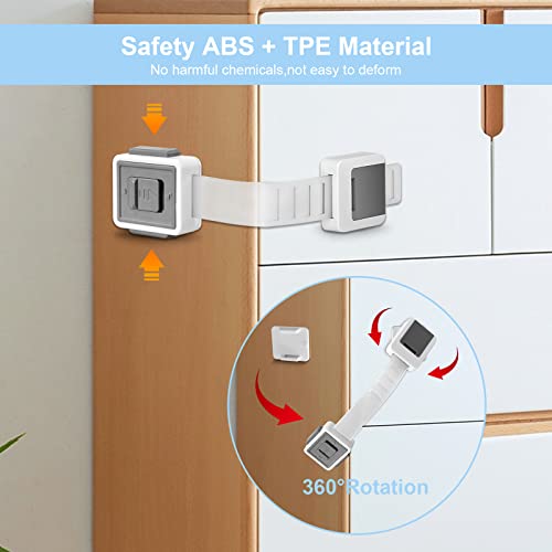 Teokantz 6 Pack Upgraded Baby Safety Cupboard Locks Baby Proof Locks Adjustable Double Lock System Child Safety Locks for Cabinets Drawers Fridge Door Pet Kids Safety Locks for Kitchen Cupboards