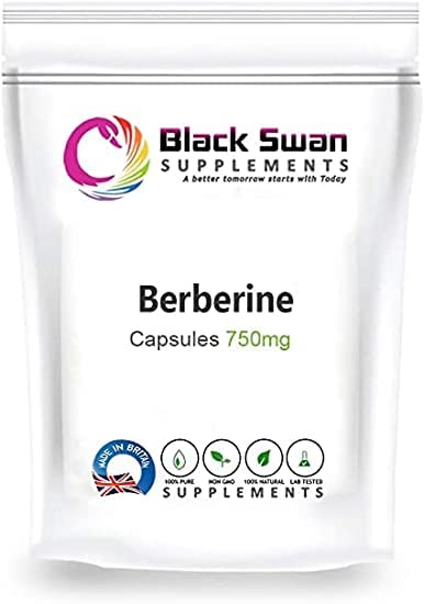 Black Swan Berberine Capsules   with Anti-oxidant and Anti-inflammatory Properties   Supports Healthy Blood Sugar Levels   Healthy Cholesterol Level  100% Vegan   6.5mg (30 Caps)