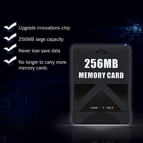 PS2 Memory Card 256MB,Mcbazel Large Capacity 256MB Memory Storage Card for PlayStation 2 PS2/Slim Game Console